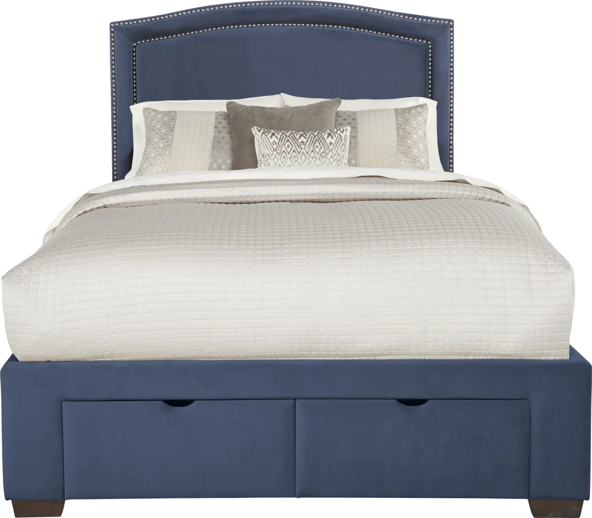 Loden Navy 3 Pc King Upholstered Bed with 2 Drawer Storage - Thumbnail - Image 1