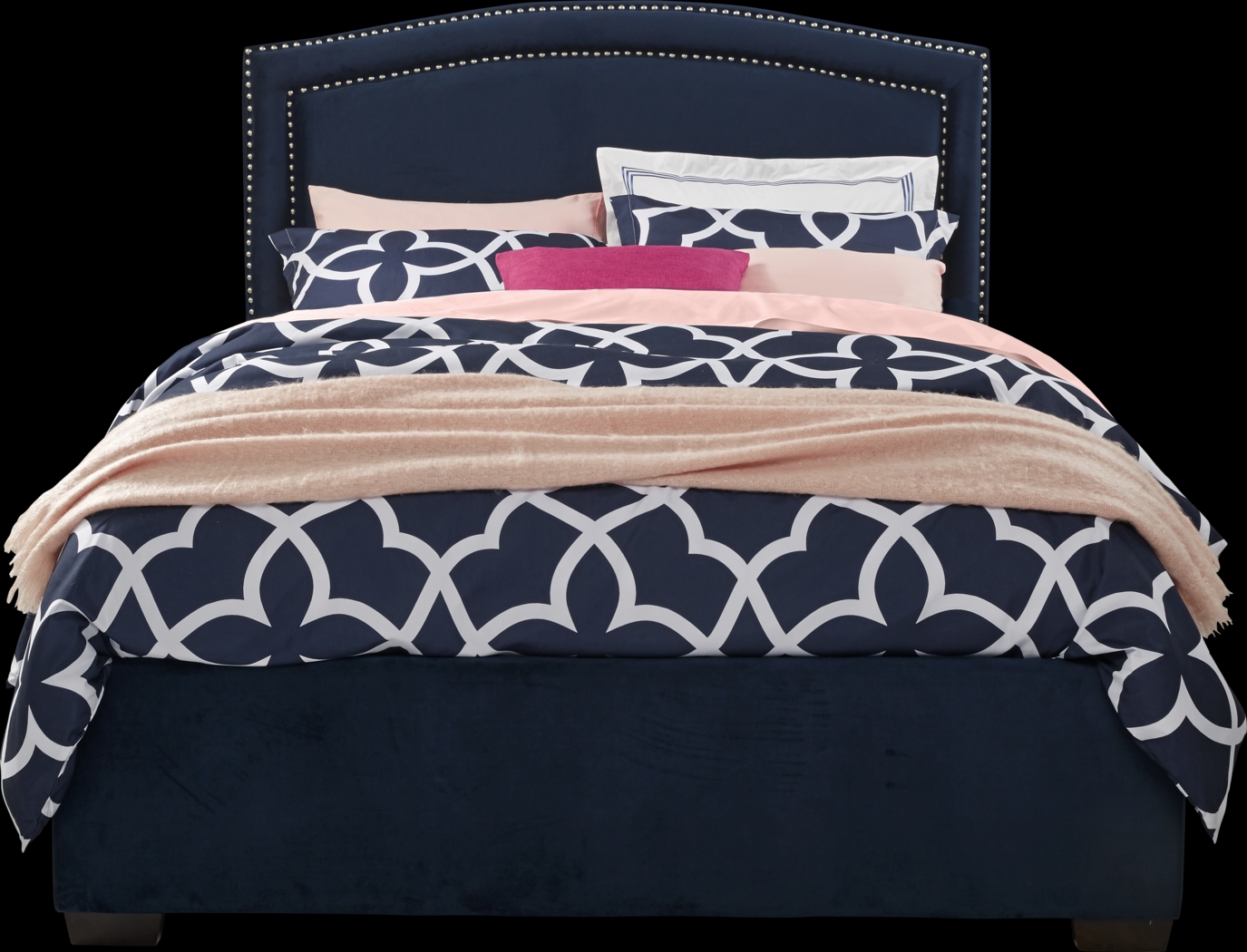 Loden Navy 3 Pc King Upholstered Bed - Thumbnail - Image 1