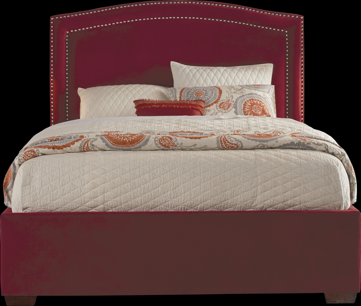 Loden Red 3 Pc Queen Upholstered Bed - Thumbnail - Image 1