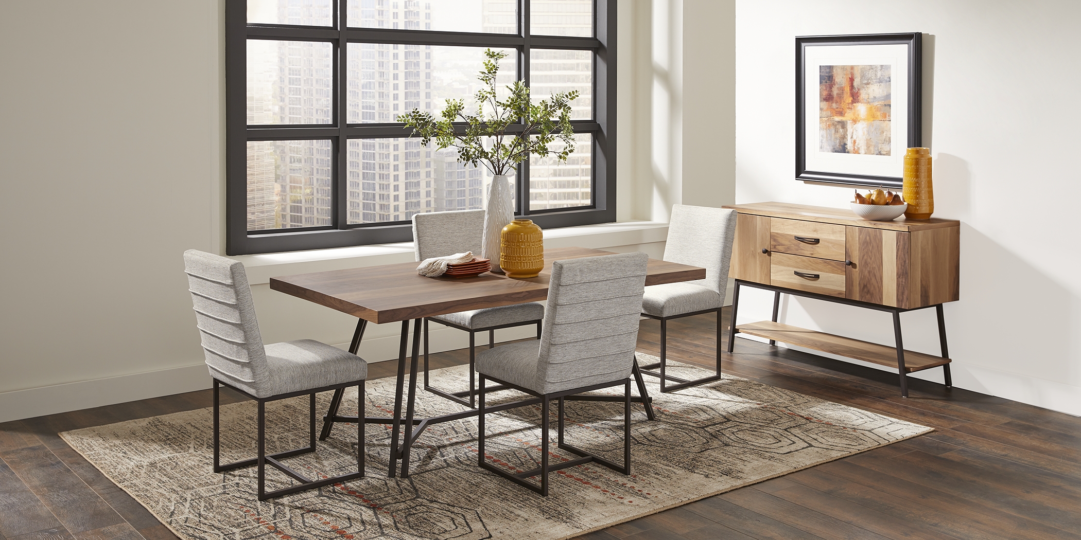 Loft Side Brown 5 Pc Dining Room with Gray Chairs - Thumbnail - Image 2