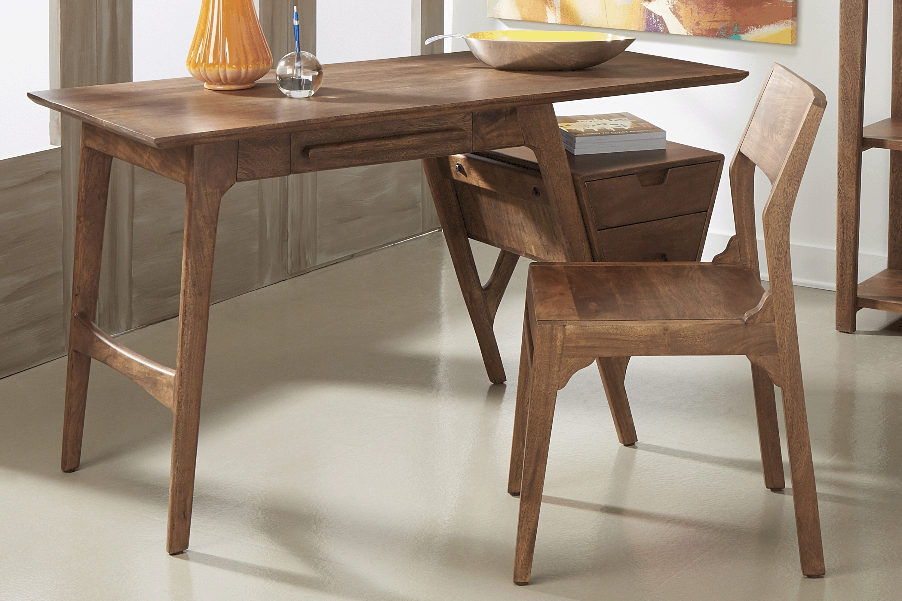 Logan Lodge Natural Desk with Chair - Thumbnail - Image 1