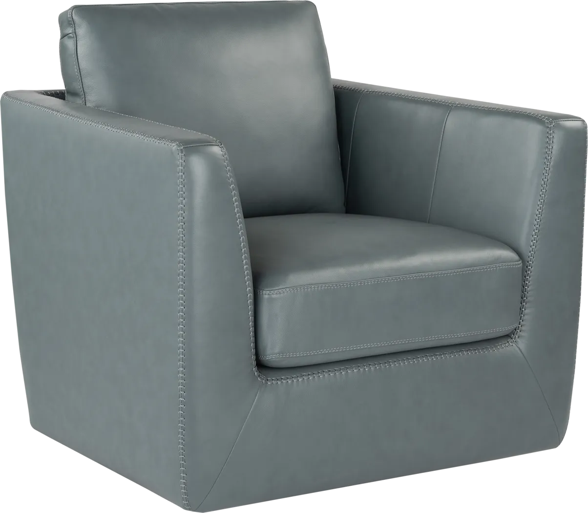 Logano Blue Leather Swivel Chair - Thumbnail - Image 1