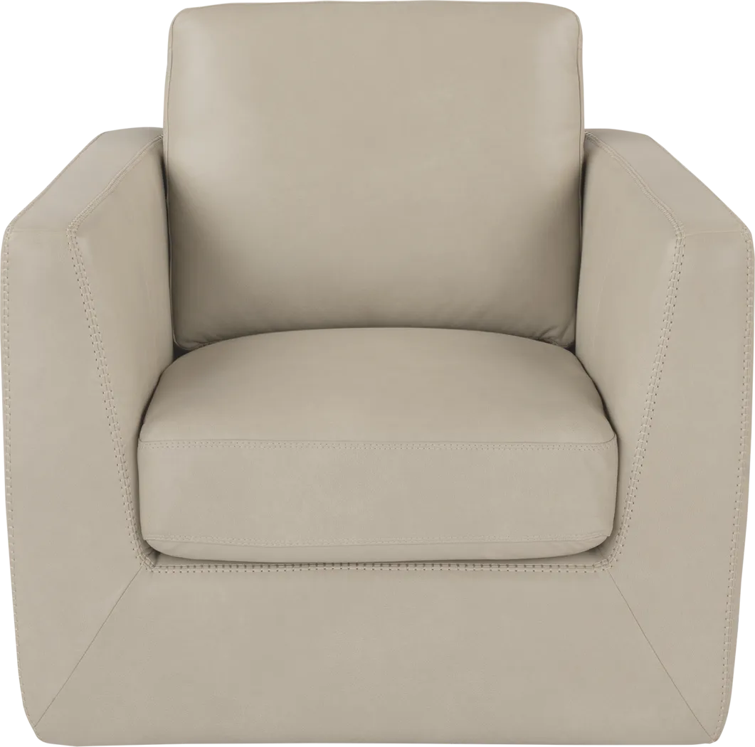 Logano Gray Leather Swivel Chair - Thumbnail - Image 2