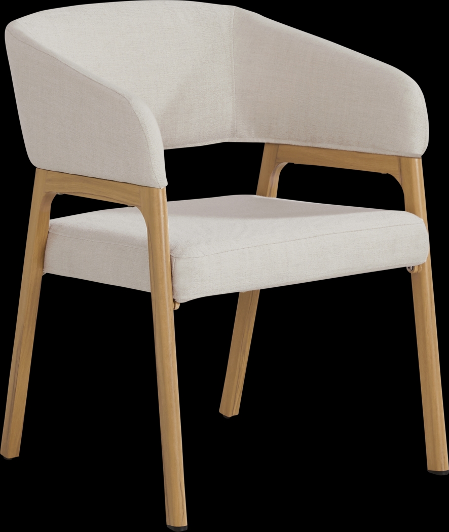 Logen Natural Outdoor Arm Chair with Beige Cushions - Thumbnail - Image 1