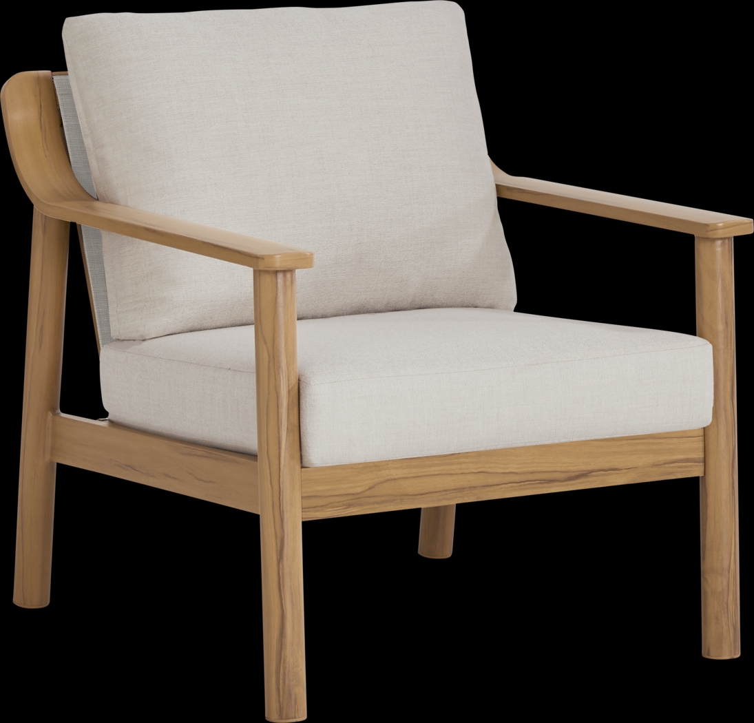 Logen Natural 4 Pc Outdoor Fire Pit Seating Set with Beige Cushions - Thumbnail - Image 5