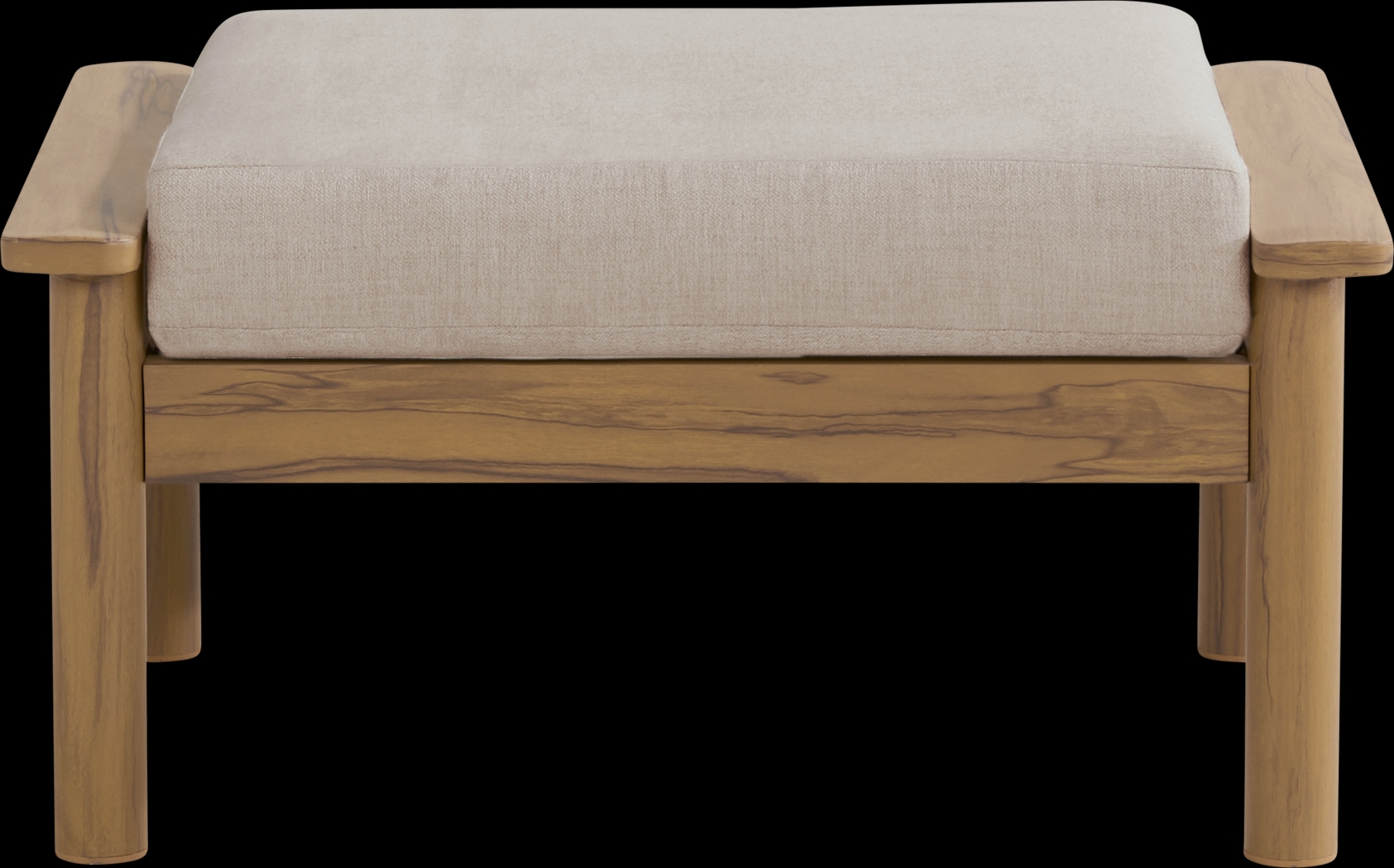 Logen Natural Outdoor Ottoman with Beige Cushion - Thumbnail - Image 2