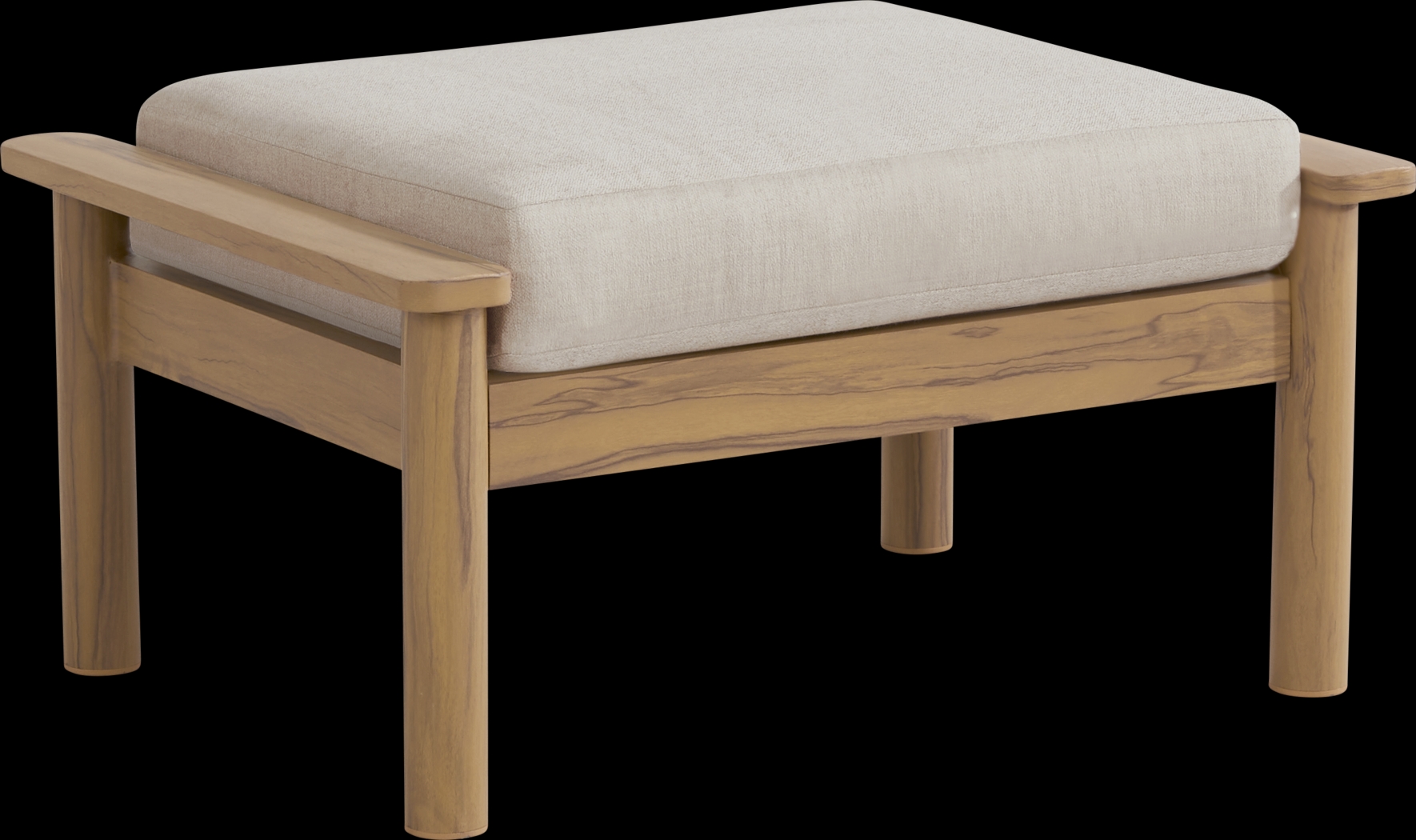 Logen Natural Outdoor Ottoman with Beige Cushion - Thumbnail - Image 1