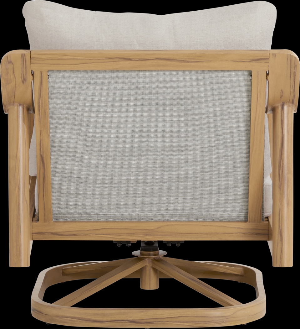 Logen Natural 5 Pc Round Outdoor Fire Pit Seating Set with Beige Cushions - Thumbnail - Image 5