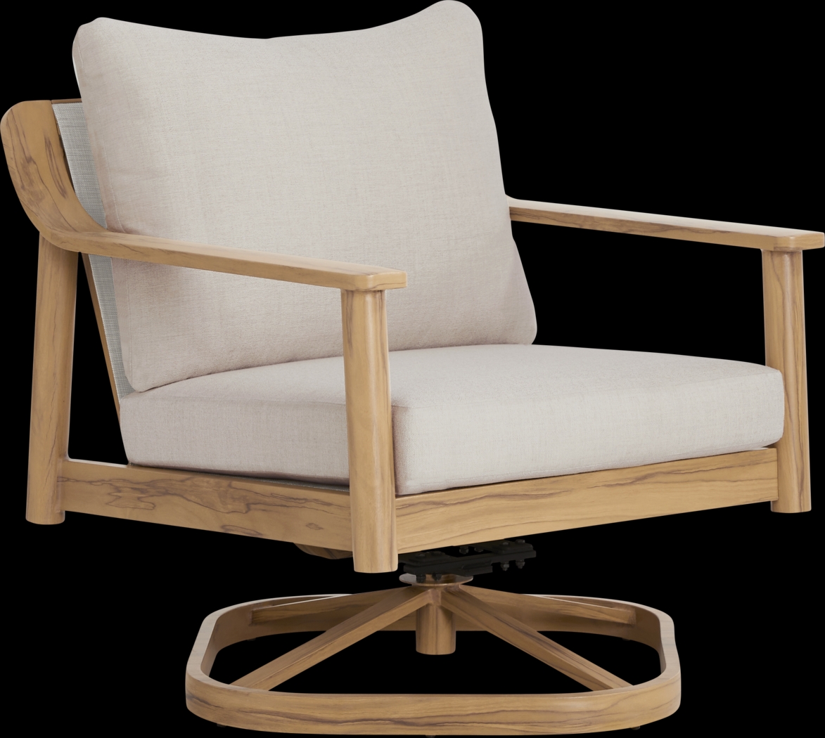 Logen Natural 5 Pc Round Outdoor Fire Pit Seating Set with Beige Cushions - Thumbnail - Image 4