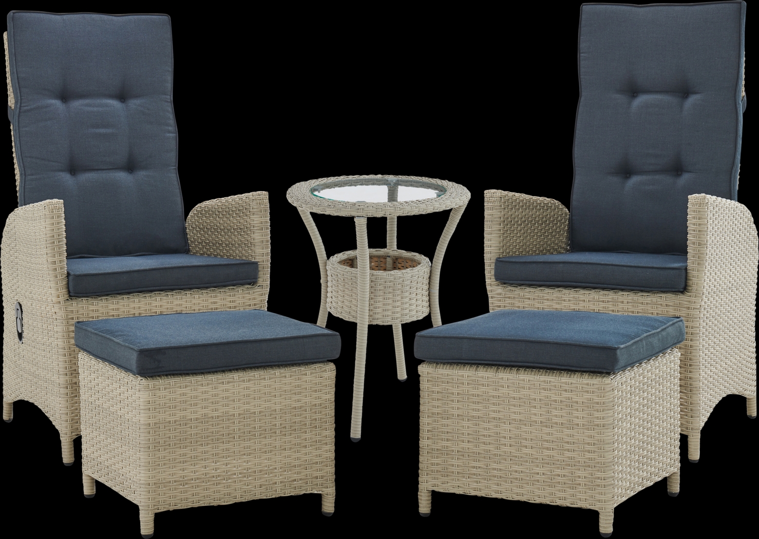 Logmont Navy 5 Pc Outdoor Seating Set - Thumbnail - Image 1