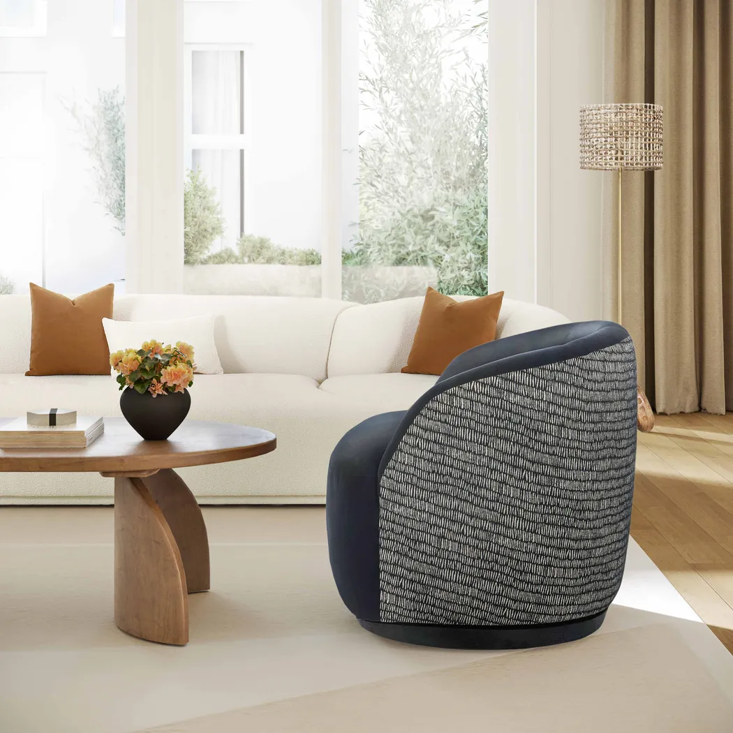 Lommel Black Swivel Accent Chair - Thumbnail - Image 2