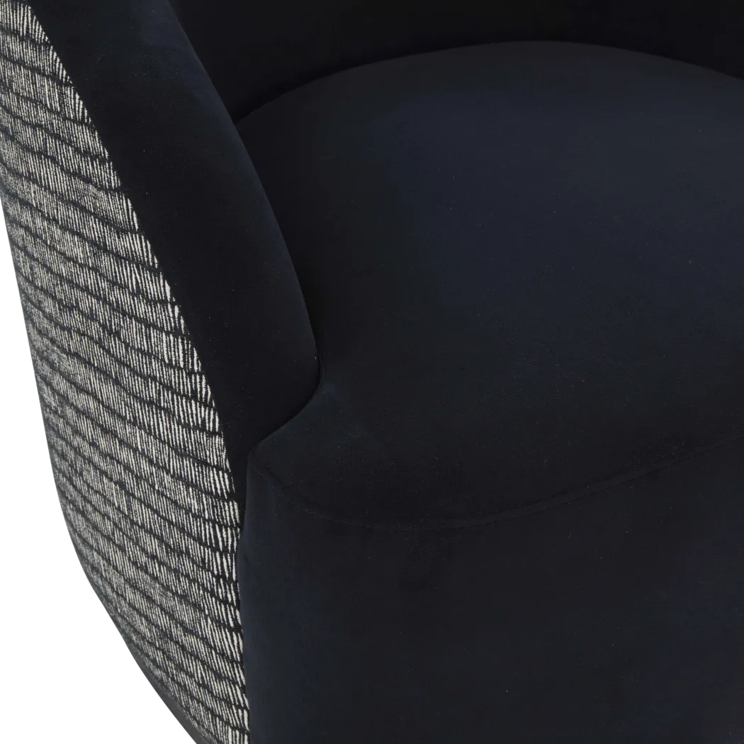 Lommel Black Swivel Accent Chair - Thumbnail - Image 6