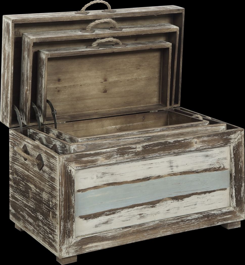 Longboat Key Gray Set of 3 Nesting Trunks - Thumbnail - Image 2