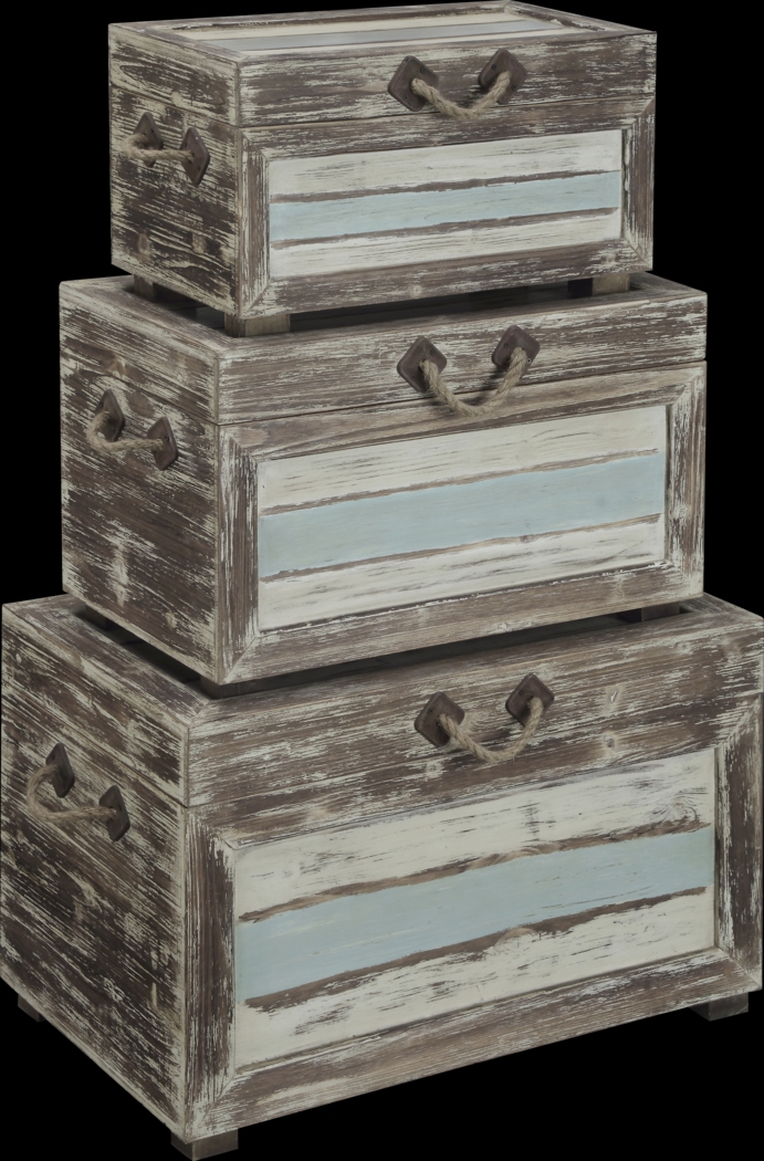 Longboat Key Gray Set of 3 Nesting Trunks - Thumbnail - Image 1