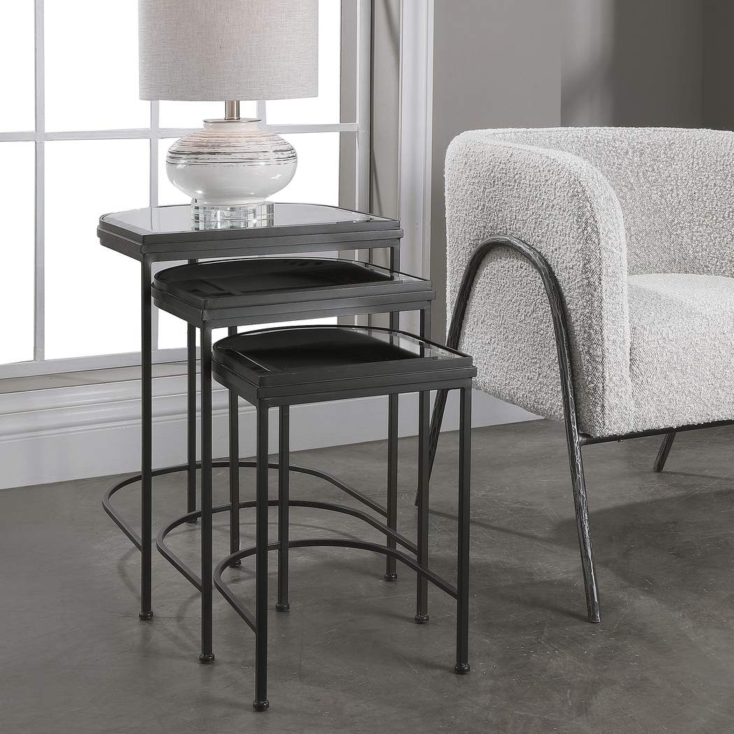 Longvue Black Nesting Table, Set of 3 - Thumbnail - Image 4