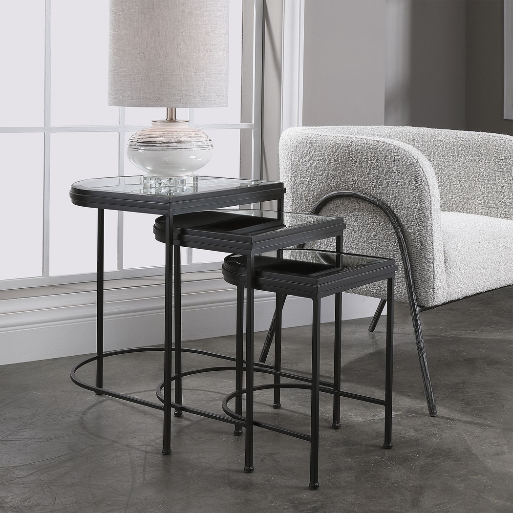 Longvue Black Nesting Table, Set of 3 - Thumbnail - Image 5
