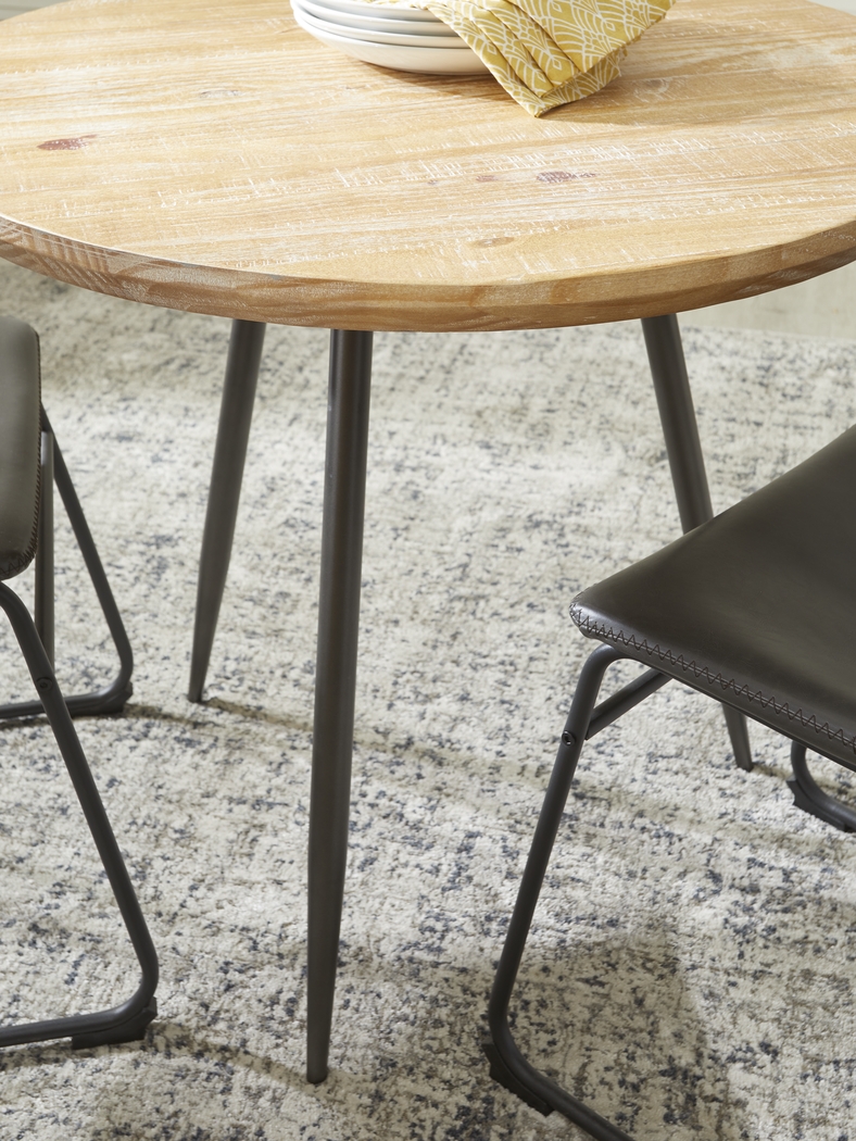 Lonia Natural 5 Pc 42 in. Round Dining Set with Gray Chairs - Thumbnail - Image 3