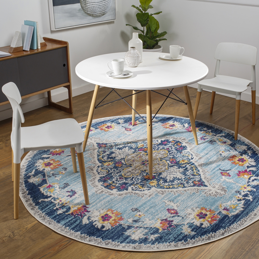 Loransa I Blue 6'7 Round Rug - Thumbnail - Image 2