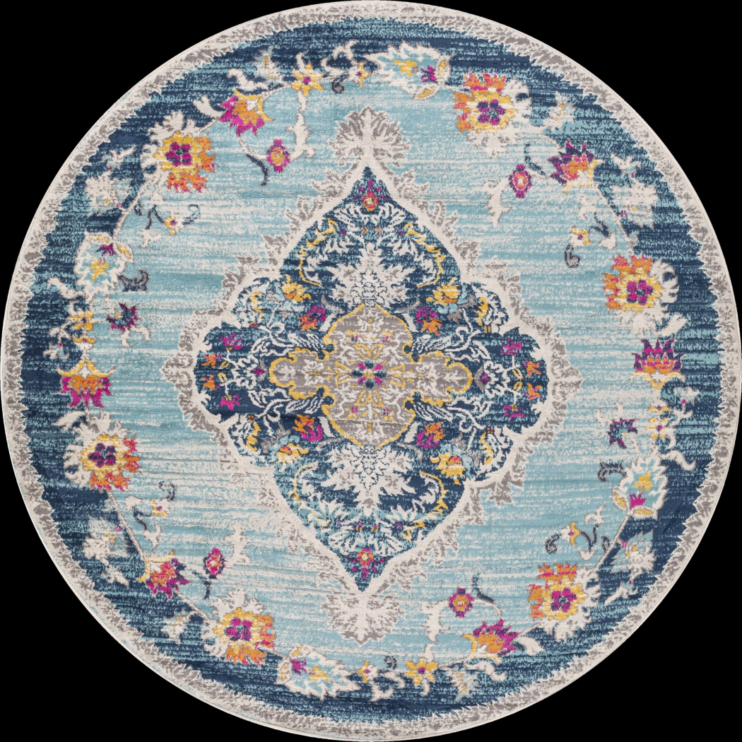 Loransa I Blue 6'7 Round Rug - Thumbnail - Image 1