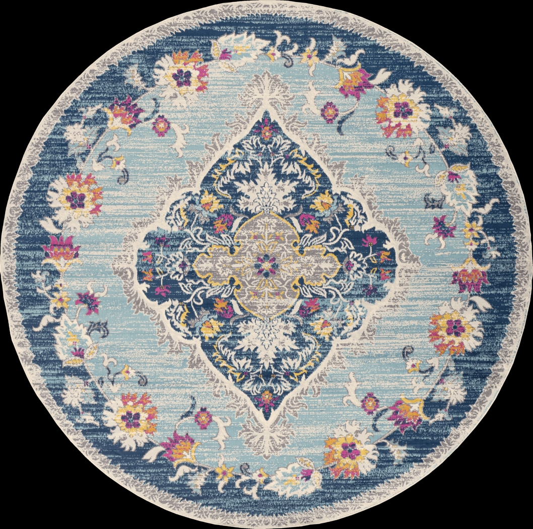 Loransa I Blue 7'10 Round Rug - Thumbnail - Image 1