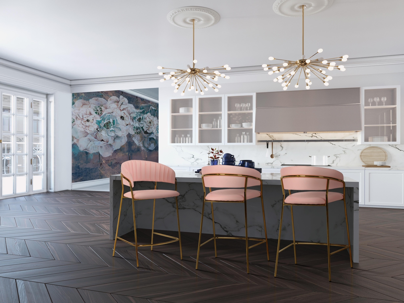 Lorean Pink Counter Height Stool, Set of 2 - Thumbnail - Image 7