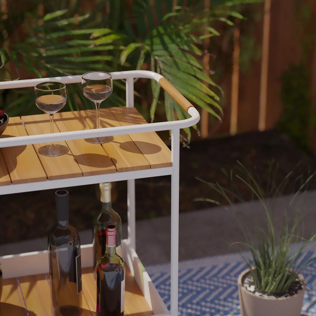 Outdoor Lorells White Bar Cart - Image 5