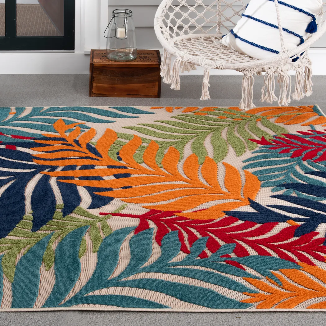 Louai Multi 7'10 x 9'10 Indoor/Outdoor Rug - Thumbnail - Image 2