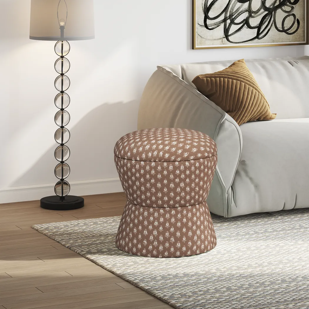 Louis Coral Accent Ottoman - Image 3
