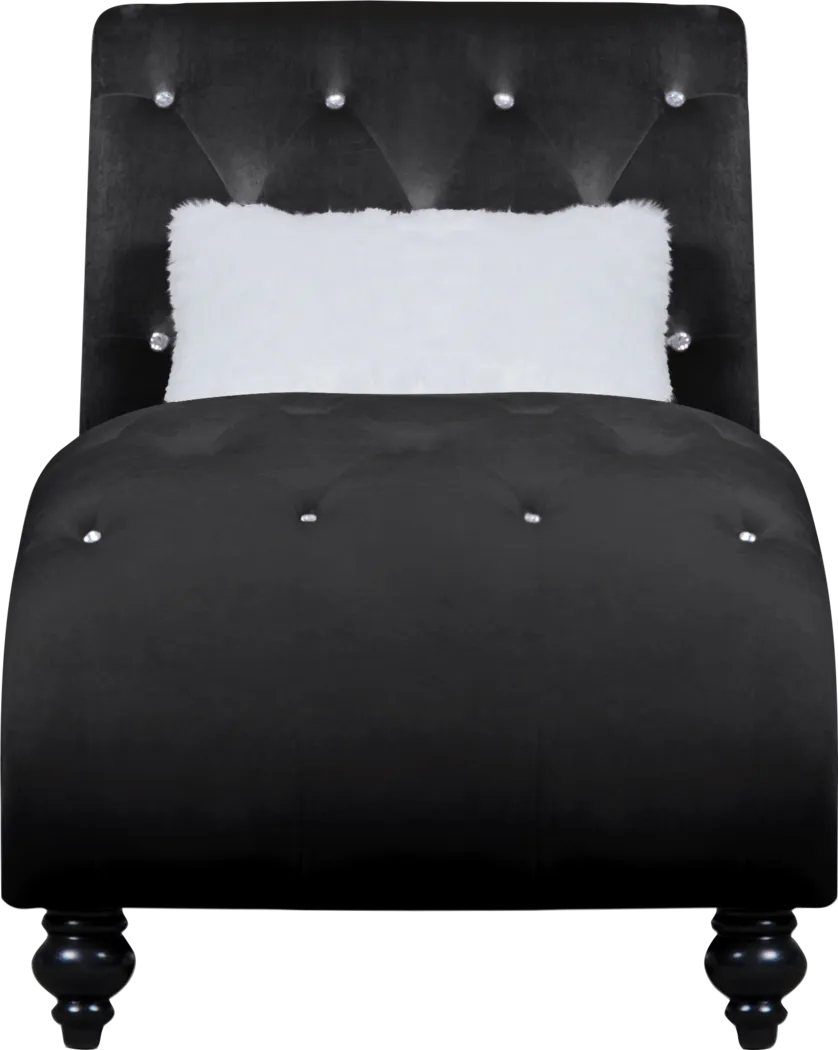 Lounge Chaise Black with Fur Pillow - Thumbnail - Image 2