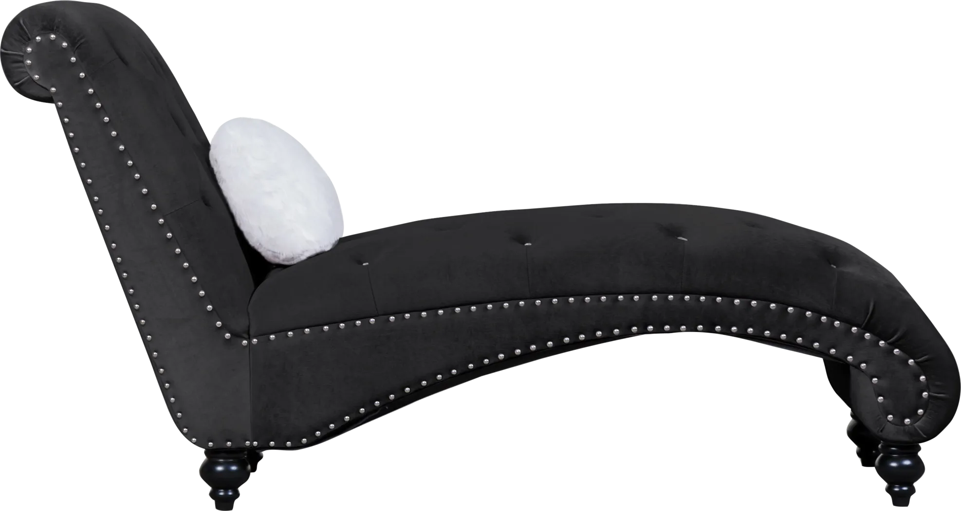 Lounge Chaise Black with Fur Pillow - Thumbnail - Image 4