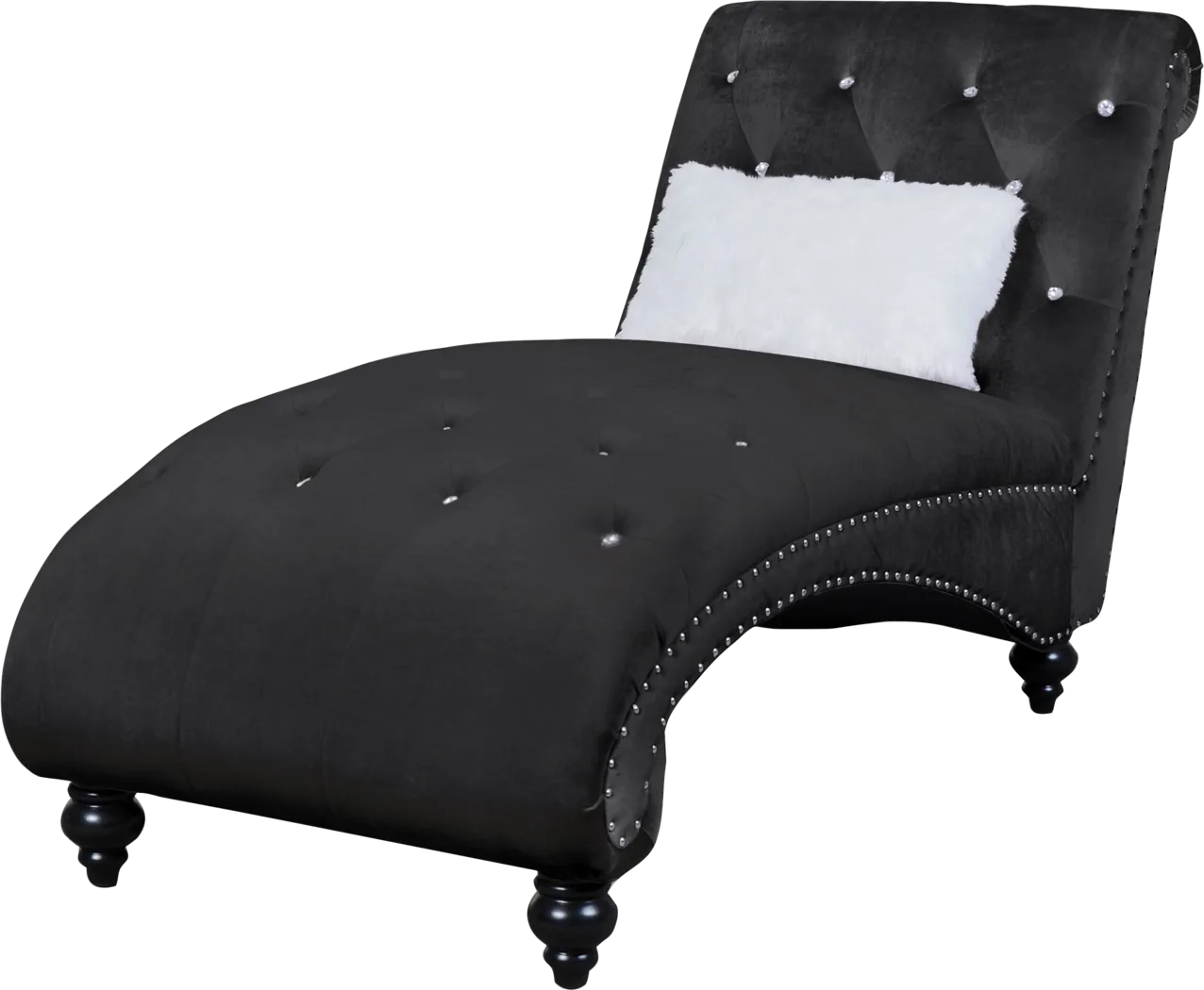 Lounge Chaise Black with Fur Pillow - Thumbnail - Image 7