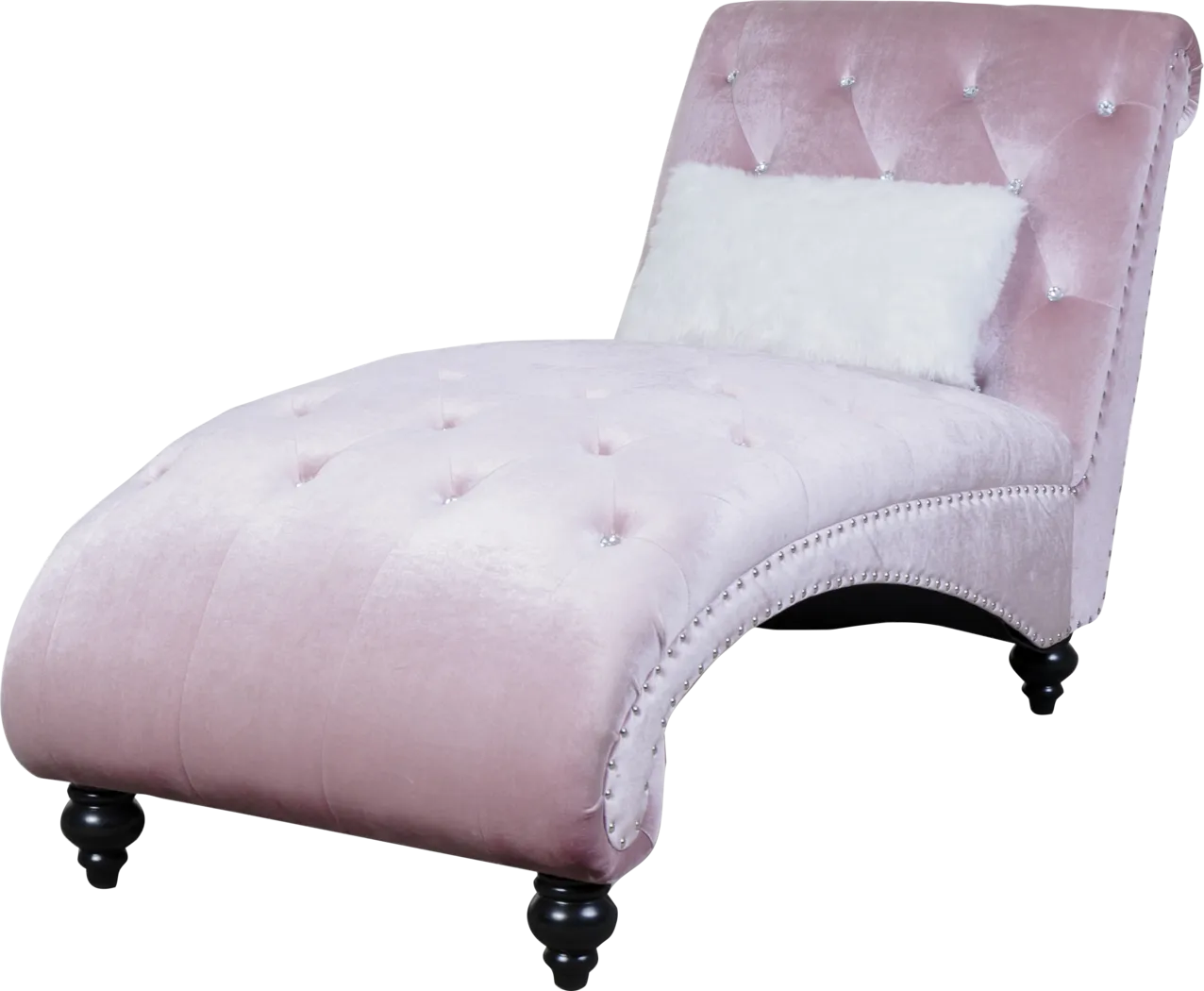 Lounge Chaise Pink with Fur Pillow - Thumbnail - Image 2