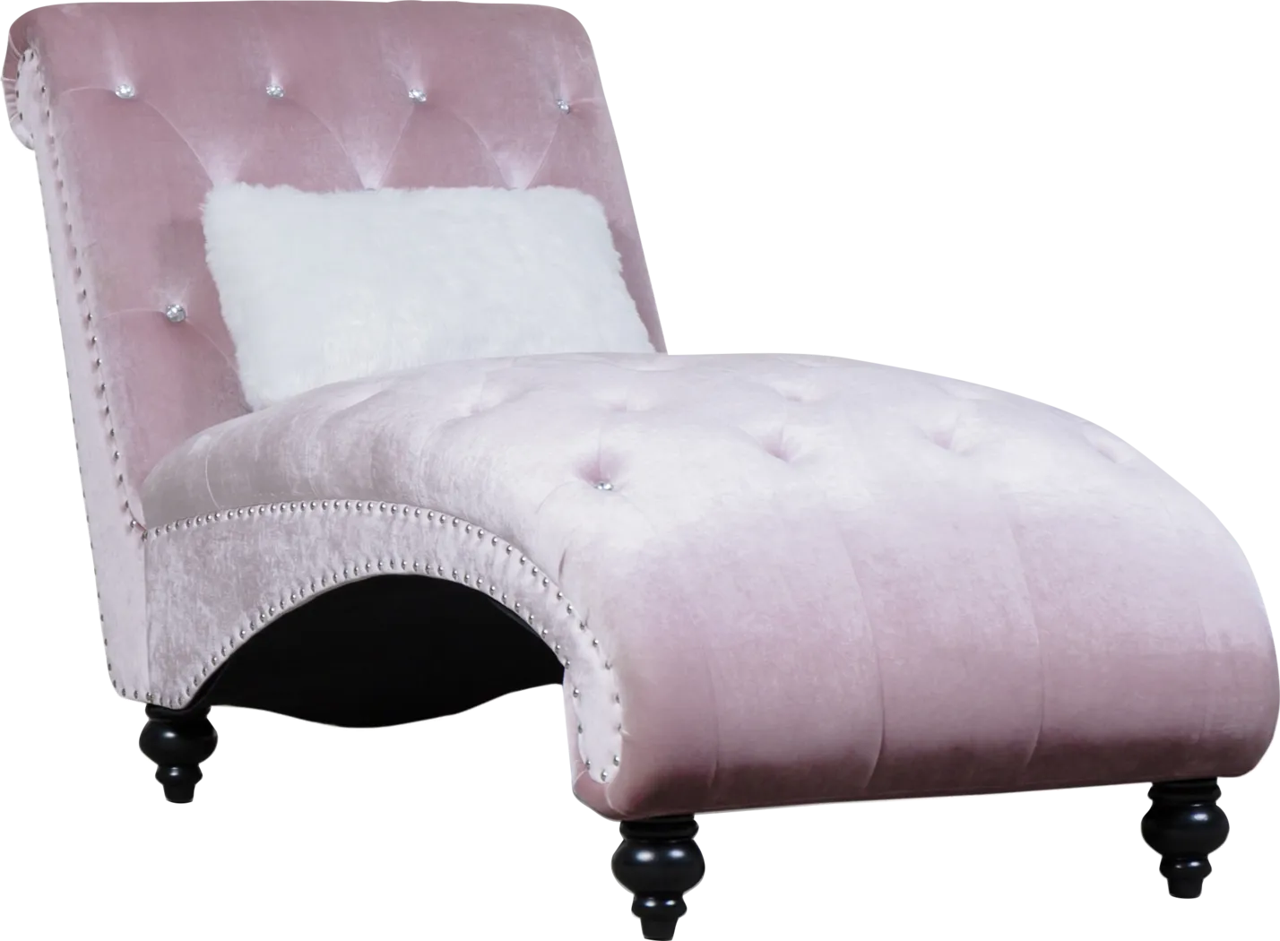 Lounge Chaise Pink with Fur Pillow - Thumbnail - Image 4