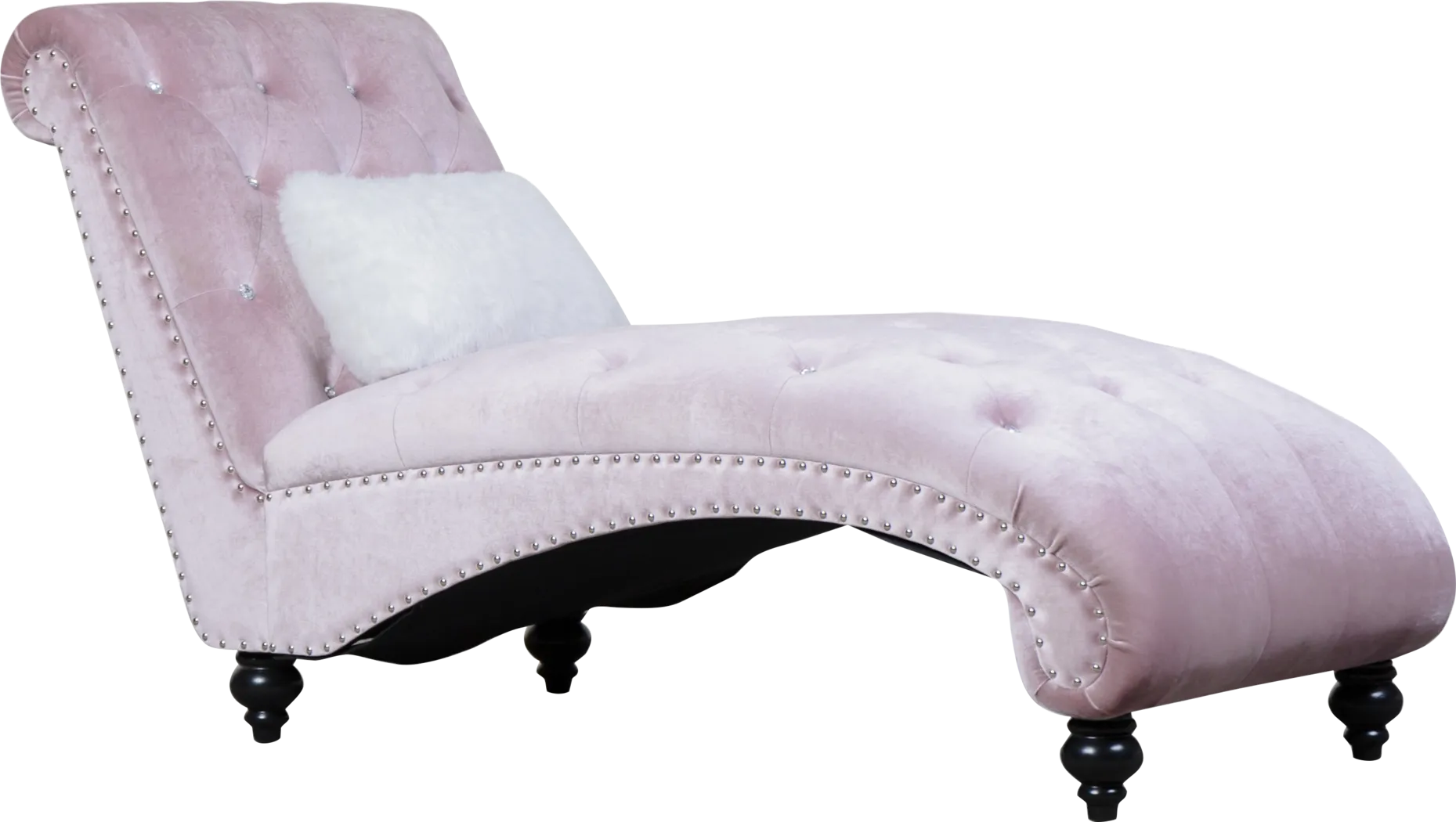 Lounge Chaise Pink with Fur Pillow - Thumbnail - Image 1