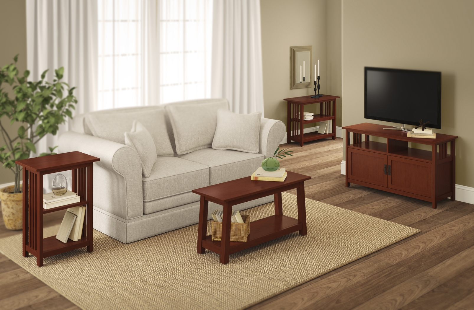 Lounsbury I Cherry Under-Window Bookcase - Thumbnail - Image 3