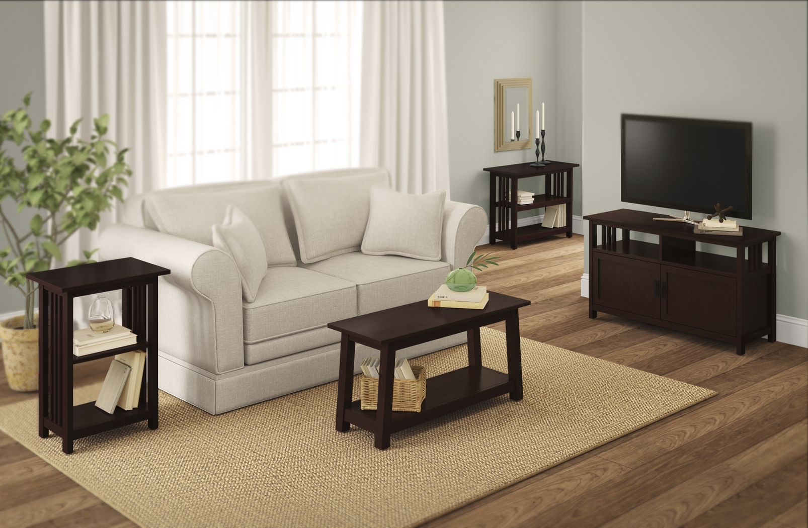 Lounsbury I Espresso Under-Window Bookcase - Thumbnail - Image 3