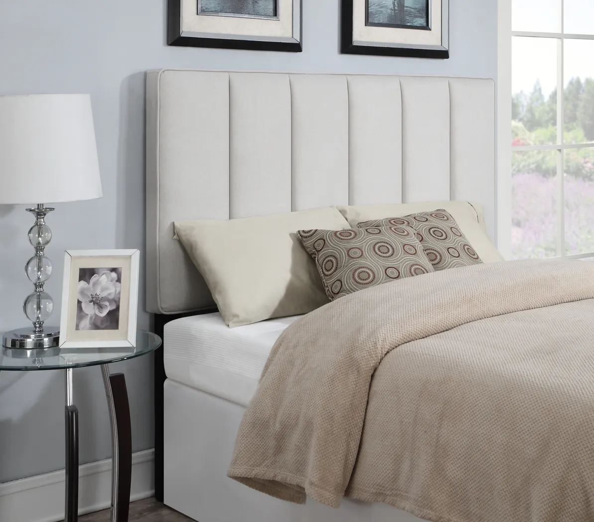 Luca Cream Queen Upholstered Headboard - Thumbnail - Image 1