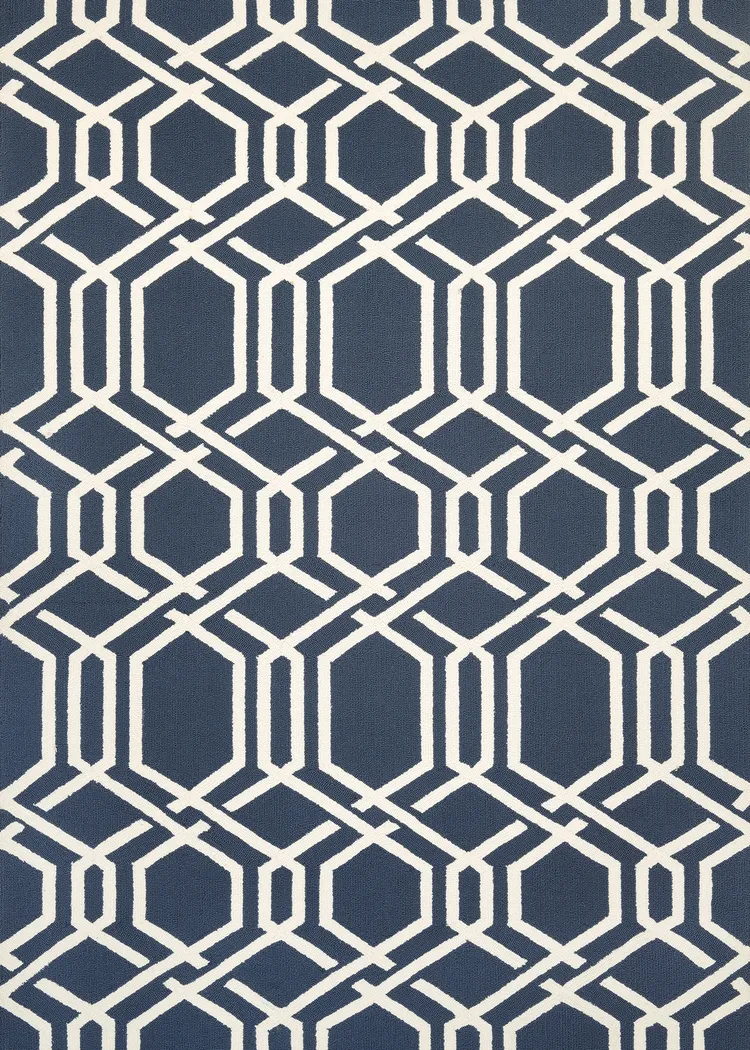 Lucette Navy 8' x 11' Indoor/Outdoor Rug - Thumbnail - Image 1