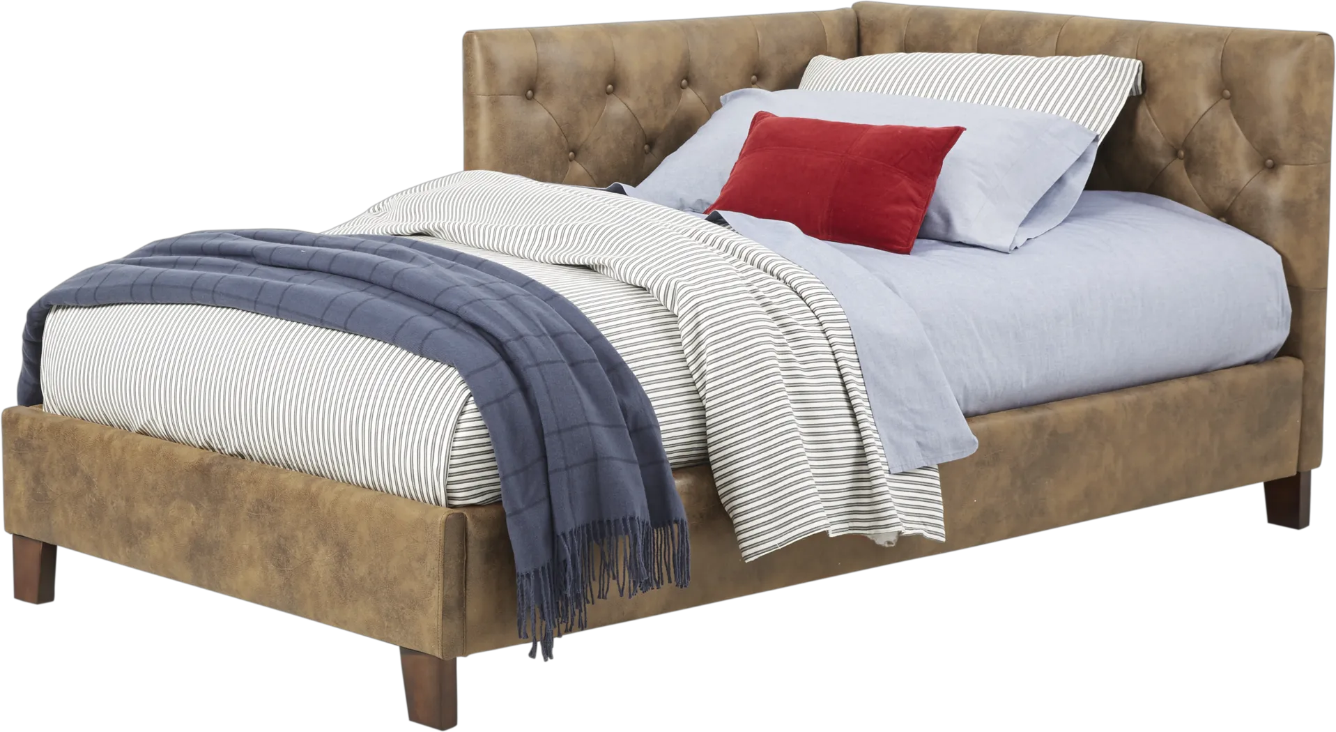 Lucie Brown 4 Pc Twin Corner Bed - Thumbnail - Image 1