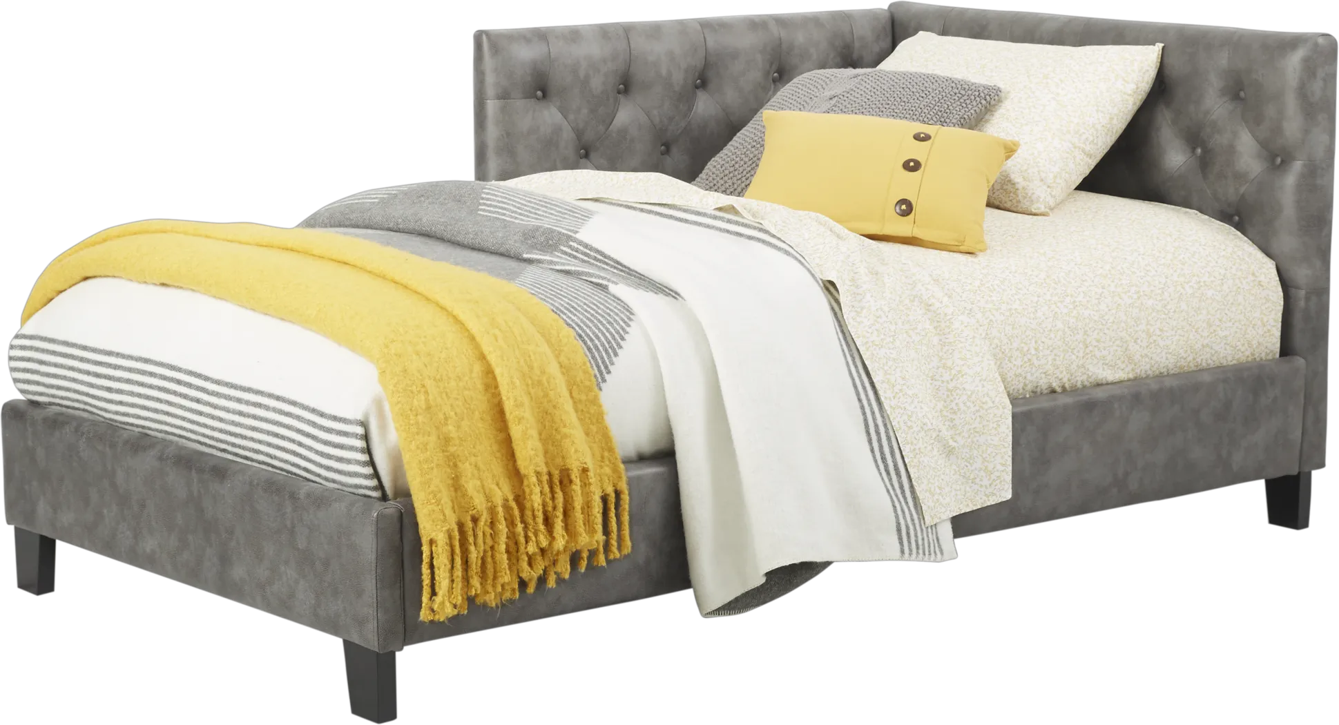 Lucie Gray 4 Pc Full Corner Bed - Thumbnail - Image 1