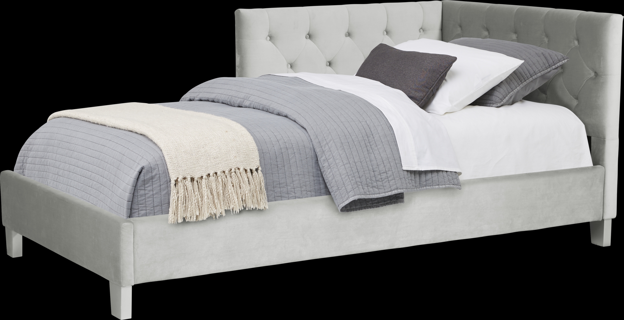 Kids Lucie Silver 3 Pc Full Corner Bed - Thumbnail - Image 1