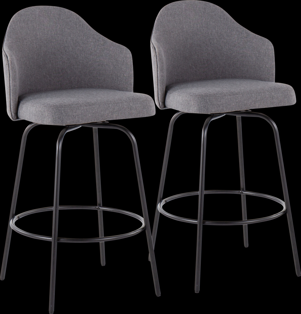 Lucile Lane Black Swivel Counter Height Stool, Set of 2 - Thumbnail - Image 1