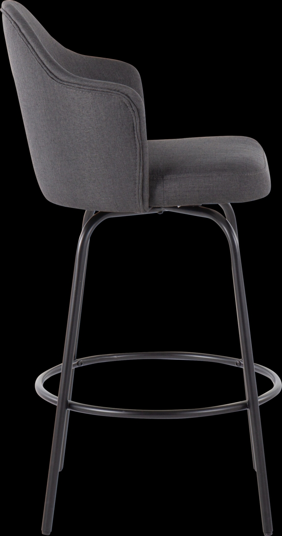 Lucile Lane Charcoal Swivel Counter Height Stool, Set of 2 - Thumbnail - Image 3