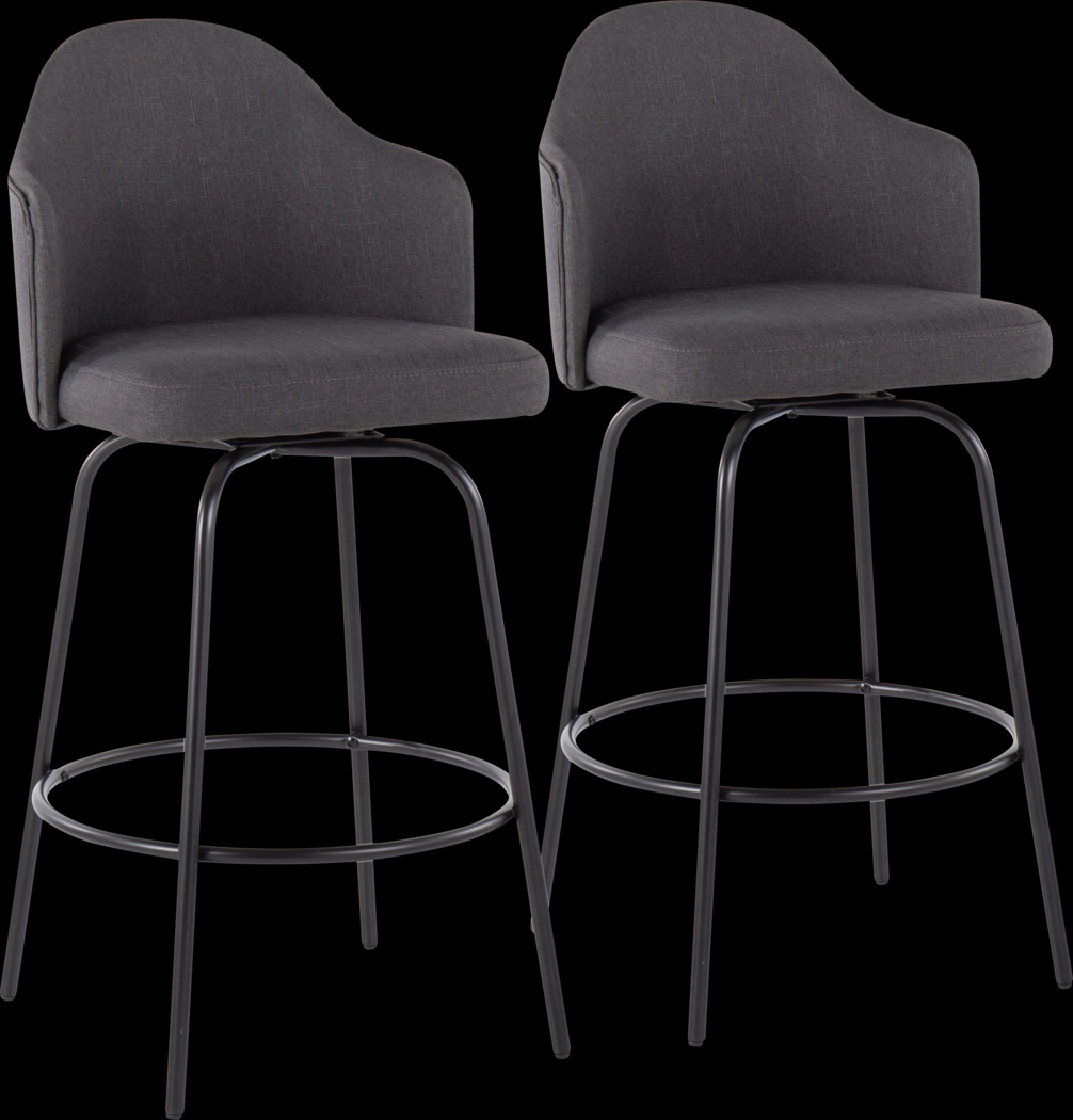 Lucile Lane Charcoal Swivel Counter Height Stool, Set of 2 - Thumbnail - Image 1