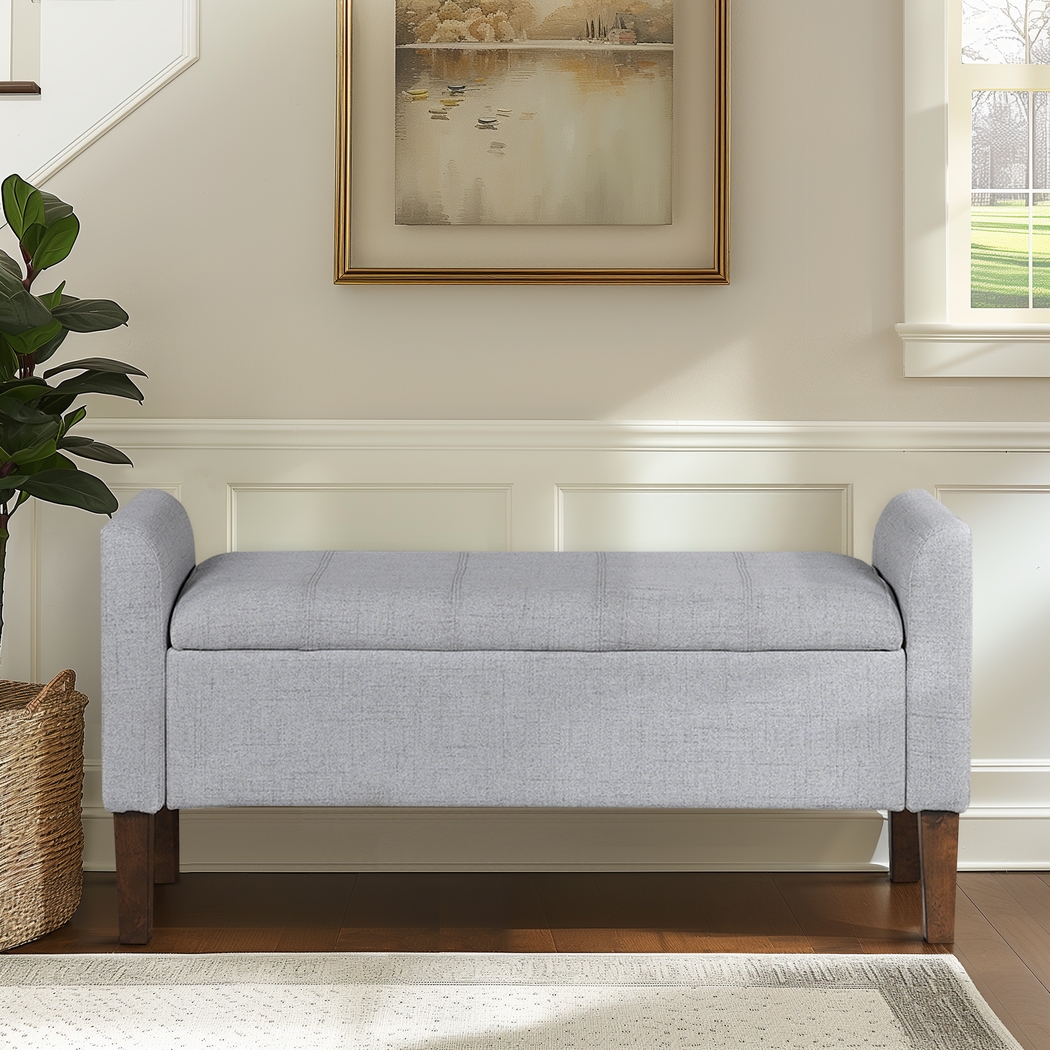 Luckenwald Light Gray Storage Bench - Thumbnail - Image 2
