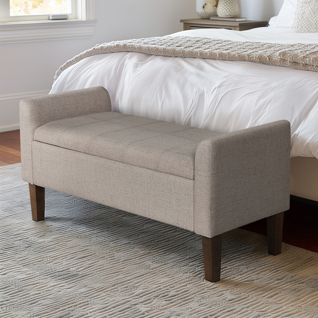 Luckenwald Taupe Storage Bench - Thumbnail - Image 2