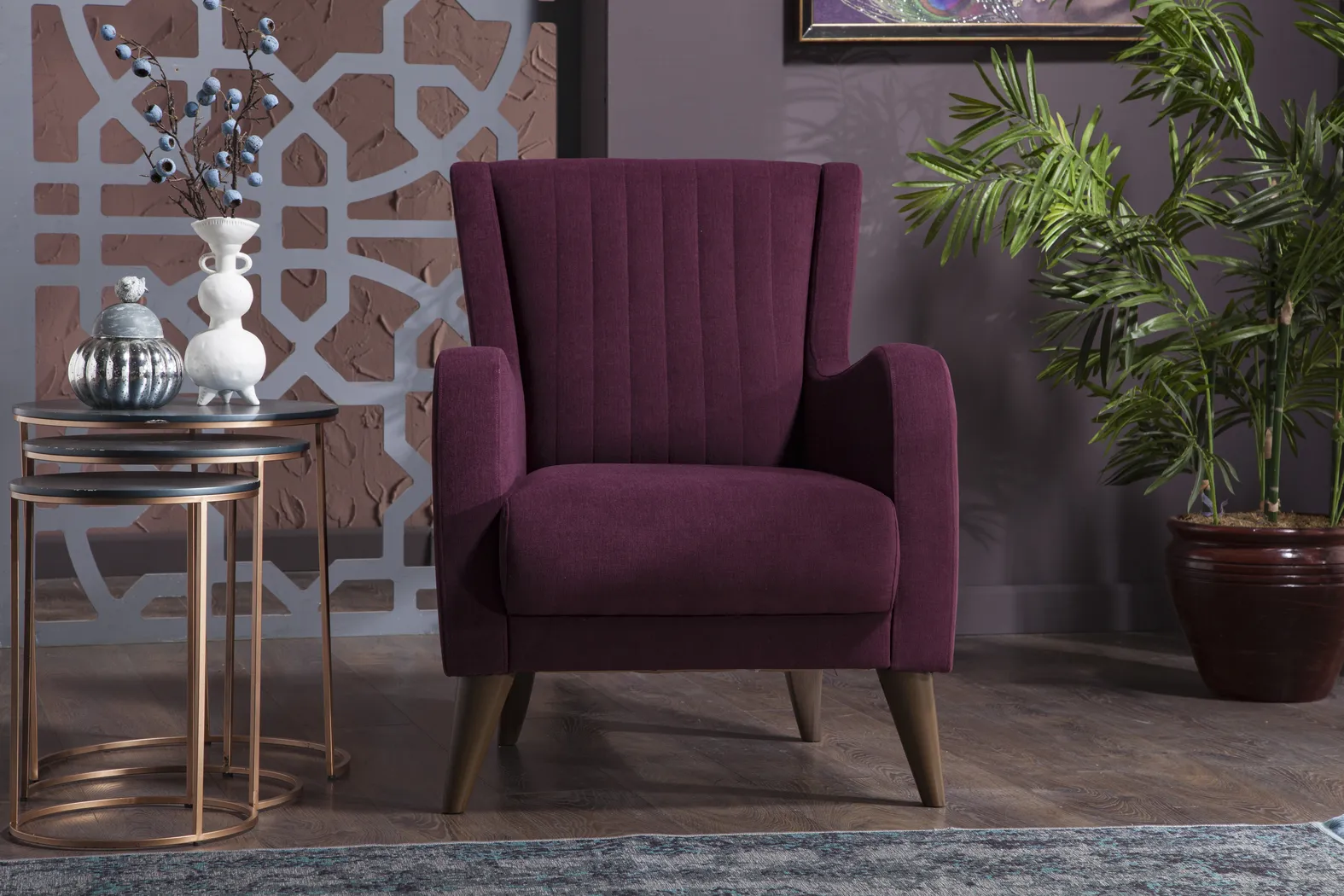 Ludmila Merlot Accent Chair - Thumbnail - Image 4