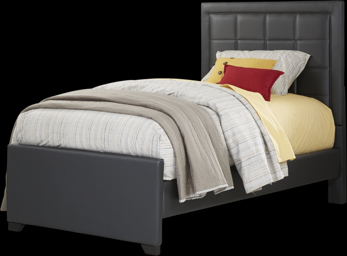 Kids Lugo Black 3 Pc Twin Upholstered Bed - Thumbnail - Image 1