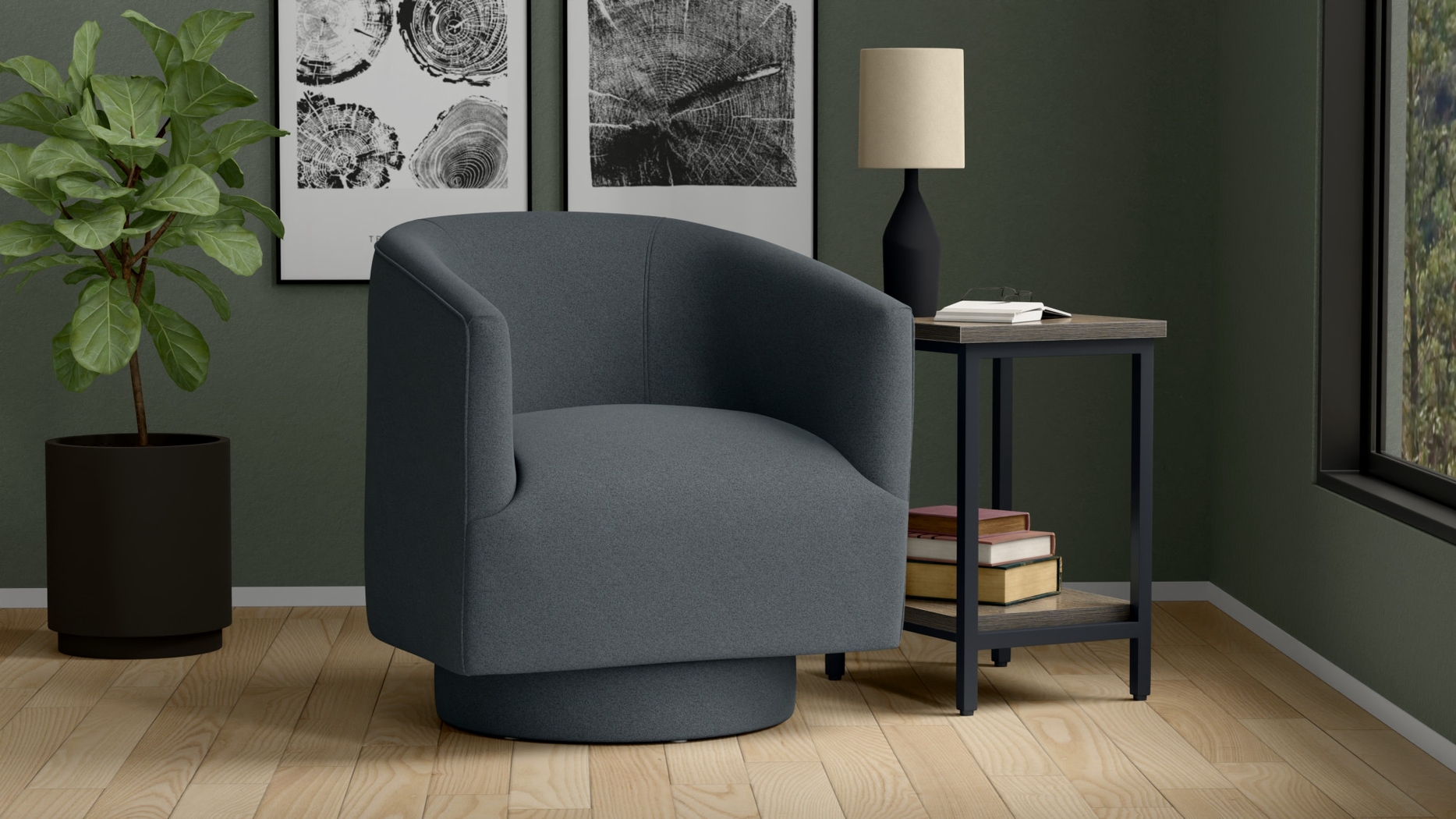 Lukirks Blue Swivel Accent Chair - Thumbnail - Image 2