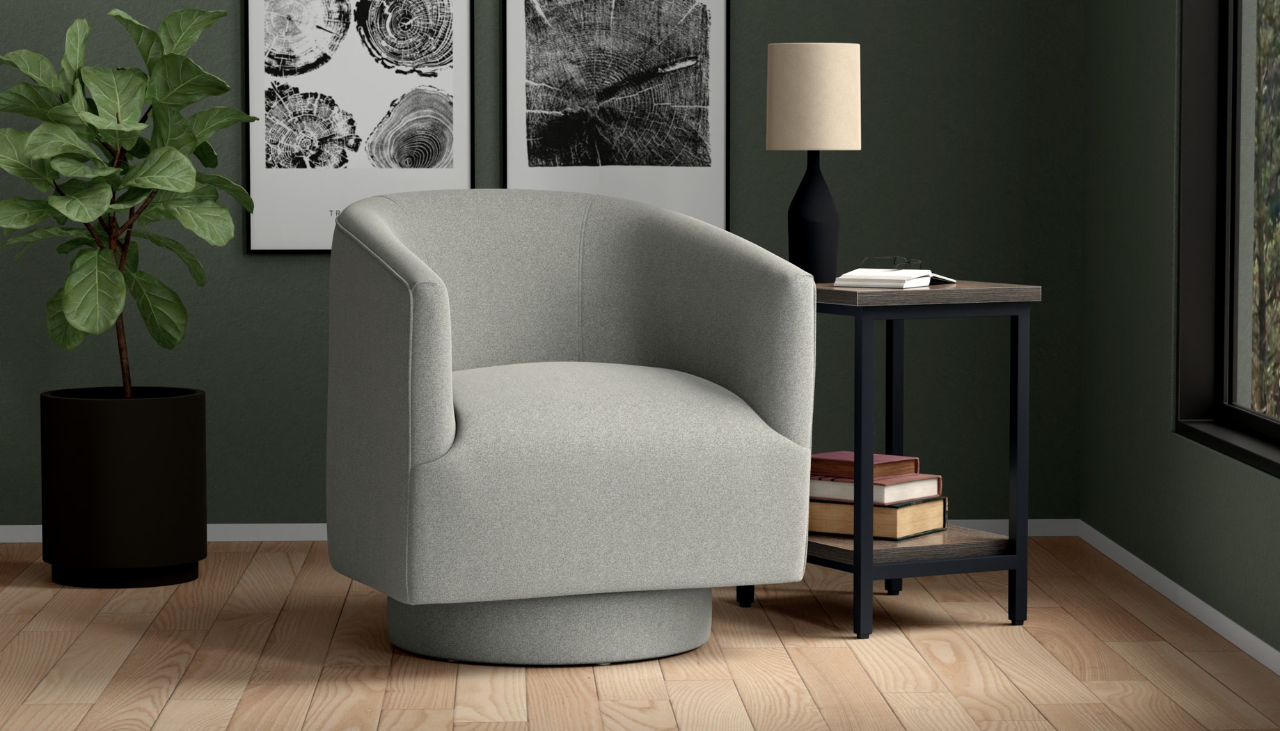 Lukirks Gray Swivel Accent Chair - Thumbnail - Image 2